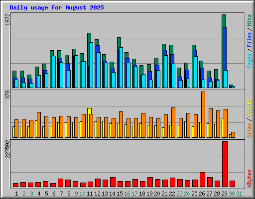 Daily usage for August 2025